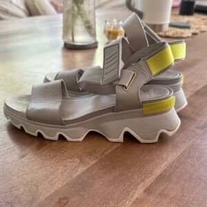 Sorel Women's Sandals in Gray and Neon Yellow